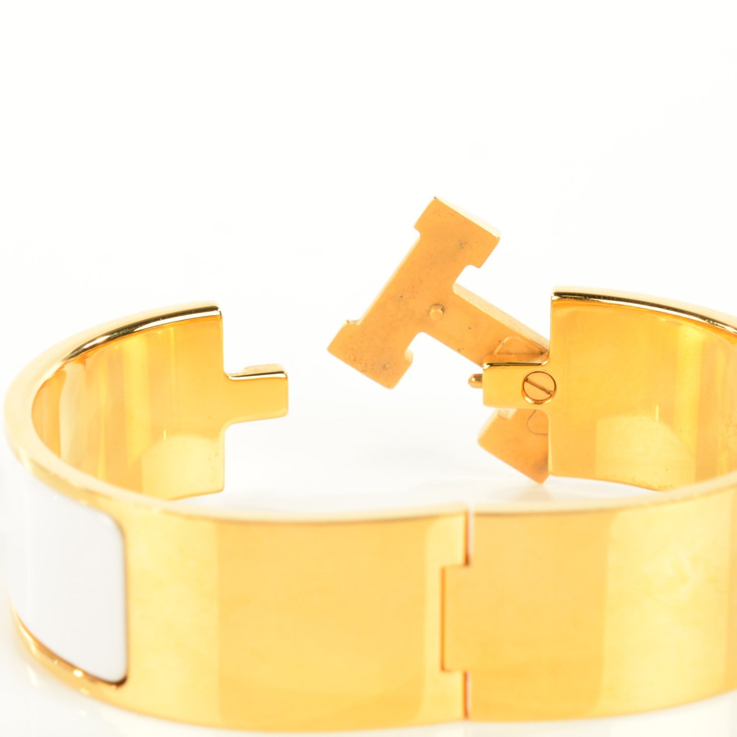 Enamel Wide Clic Clac H Bracelet GM White
