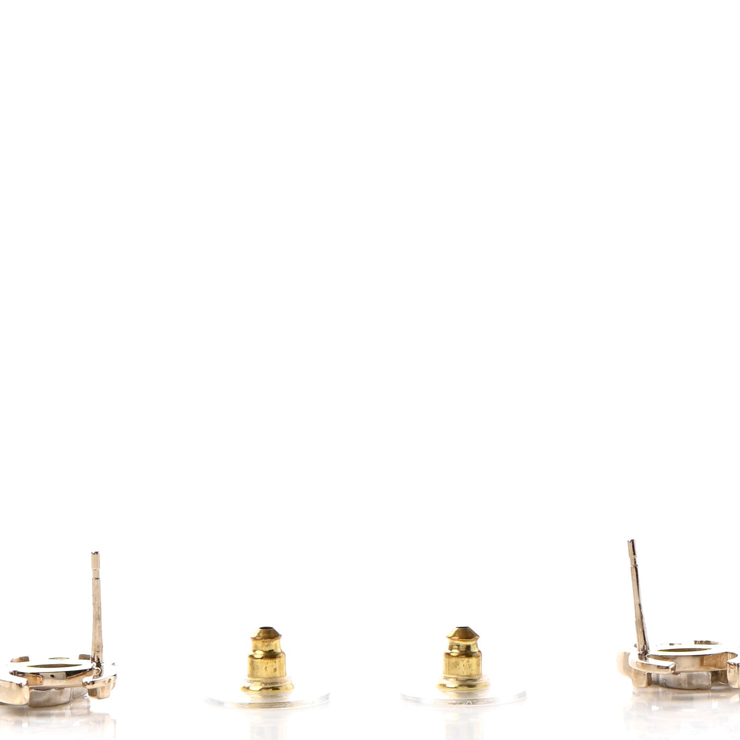Chanel Crystal Double CC Earrings Gold Silver 3 of 4