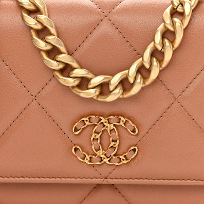 Chanel Lambskin Quilted Chanel 19 Wallet On Chain WOC Brown 9 of 12
