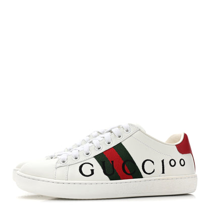 Gucci Calfskin Gucci 100 Womens Ace Sneakers 35 White Hibiscus Red 3 of 11