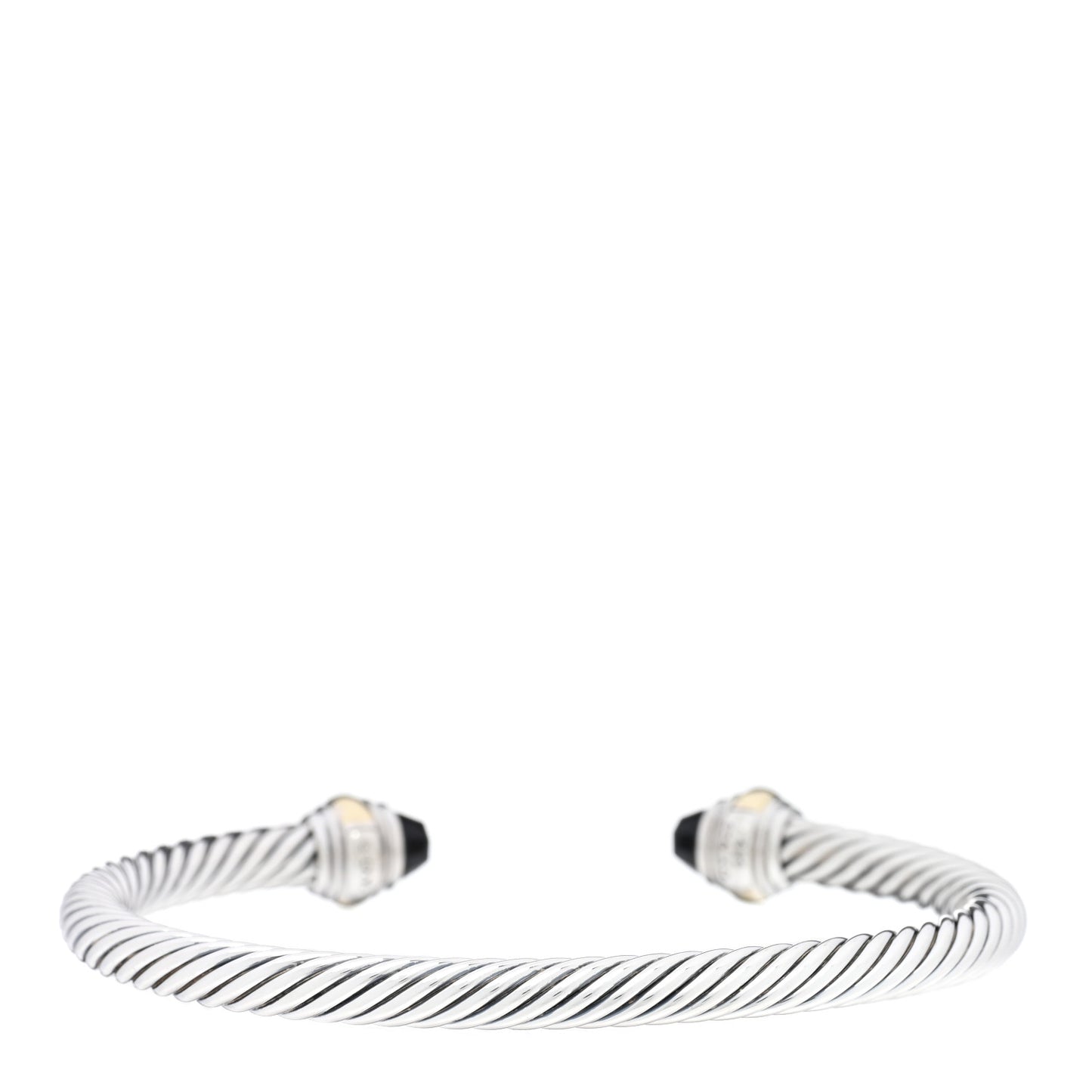 Sterling Silver 14K Yellow Gold Black Onyx 5mm Cable Classics Bracelet