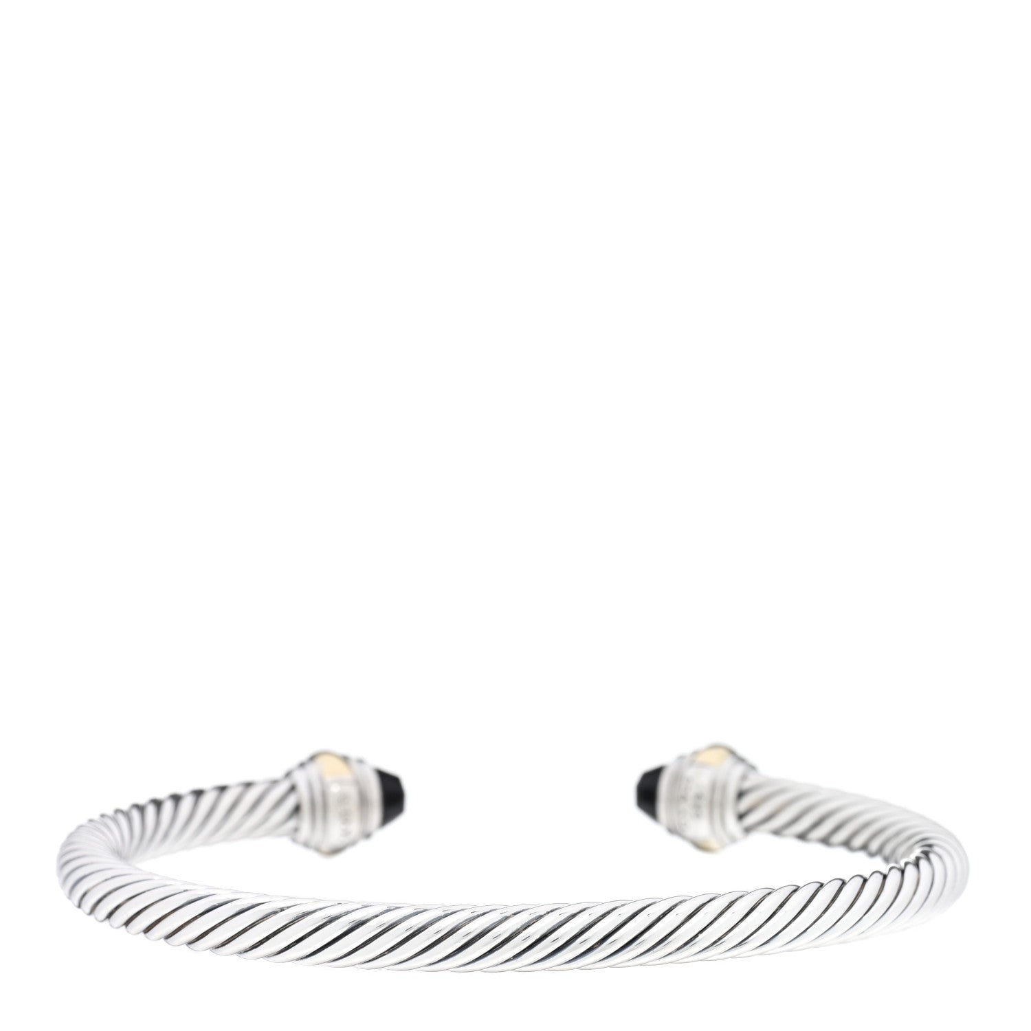 David Yurman Sterling Silver 14K Yellow Gold Black Onyx 5mm Cable Classics Bracelet 2 of 3