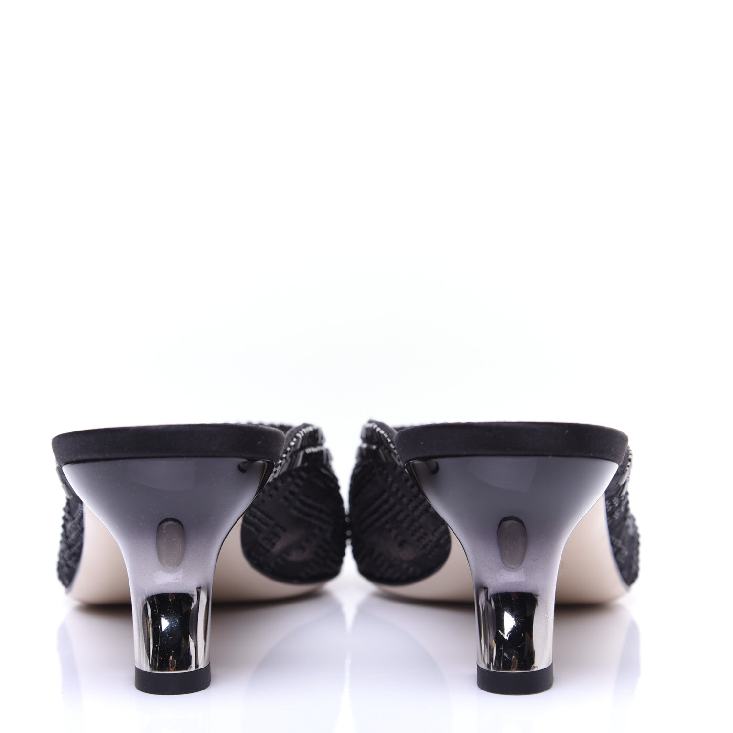 Fendi Technical Mesh Crystal FF Embellished Colibri 55mm Mules 40 Black 4 of 11