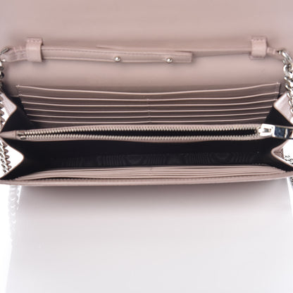 Saint Laurent Calfskin Crocodile Embossed Monogram Chain Wallet Rose Antic 5 of 9