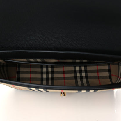 Burberry Grainy Calfskin Vintage Check Note Crossbody Bag Black 5 of 6