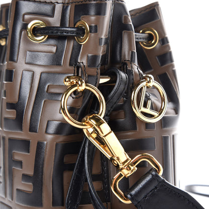 Fendi Vitello Liberty F is Fendi Bi-Color FF 1974 Embossed Mini Mon Tresor Bucket Bag Maya Black 8 of 8