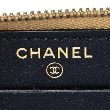 Chanel Metallic Calfskin Crocodile Embossed Small Zip Wallet Gold 5 of 6
