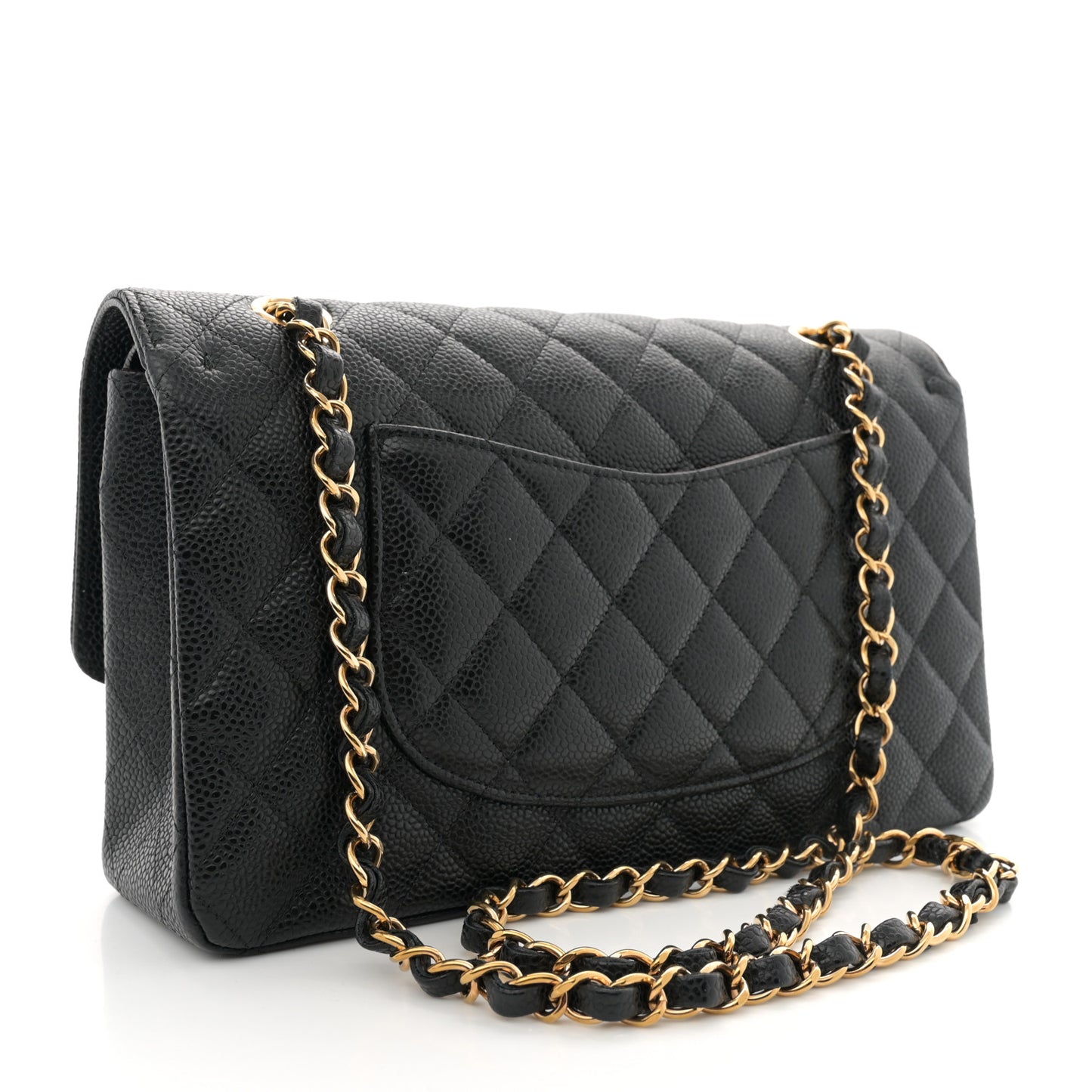 Caviar Quilted Medium Double Flap Black