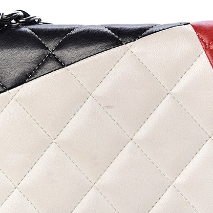 Chanel Lambskin Quilted Colorblock Jumbo Double Flap Black White Red 16 of 19