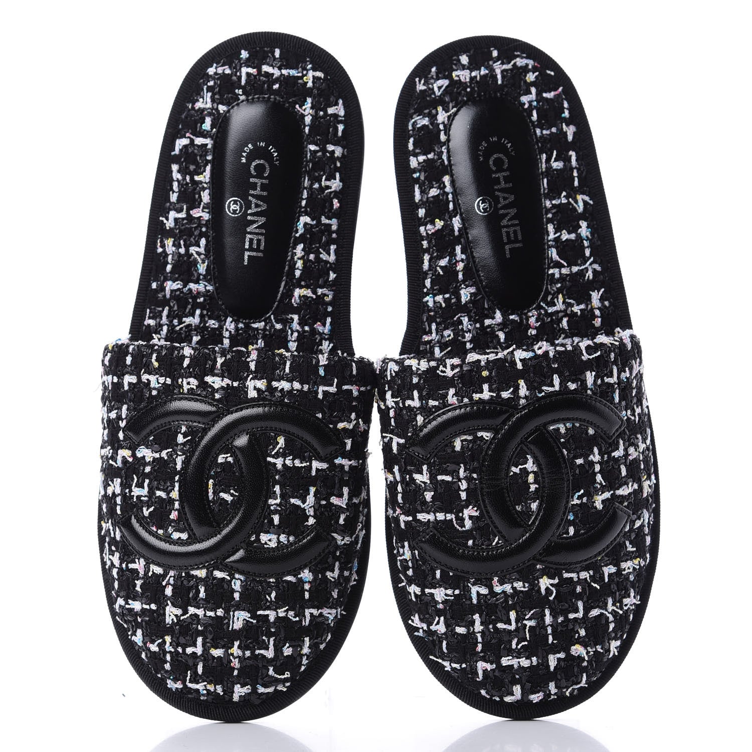 Chanel Tweed CC Flat Mules S Black 5 of 11