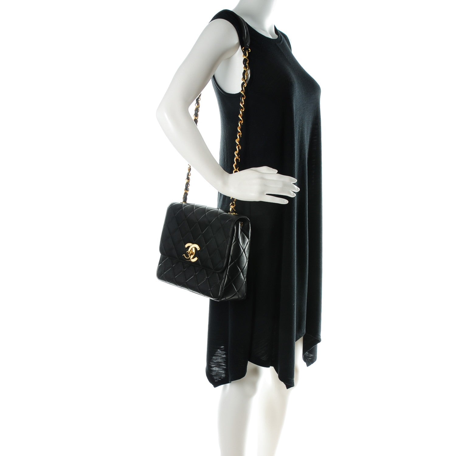 Chanel Lambskin Quilted Medium Single Flap Black 2 of 10