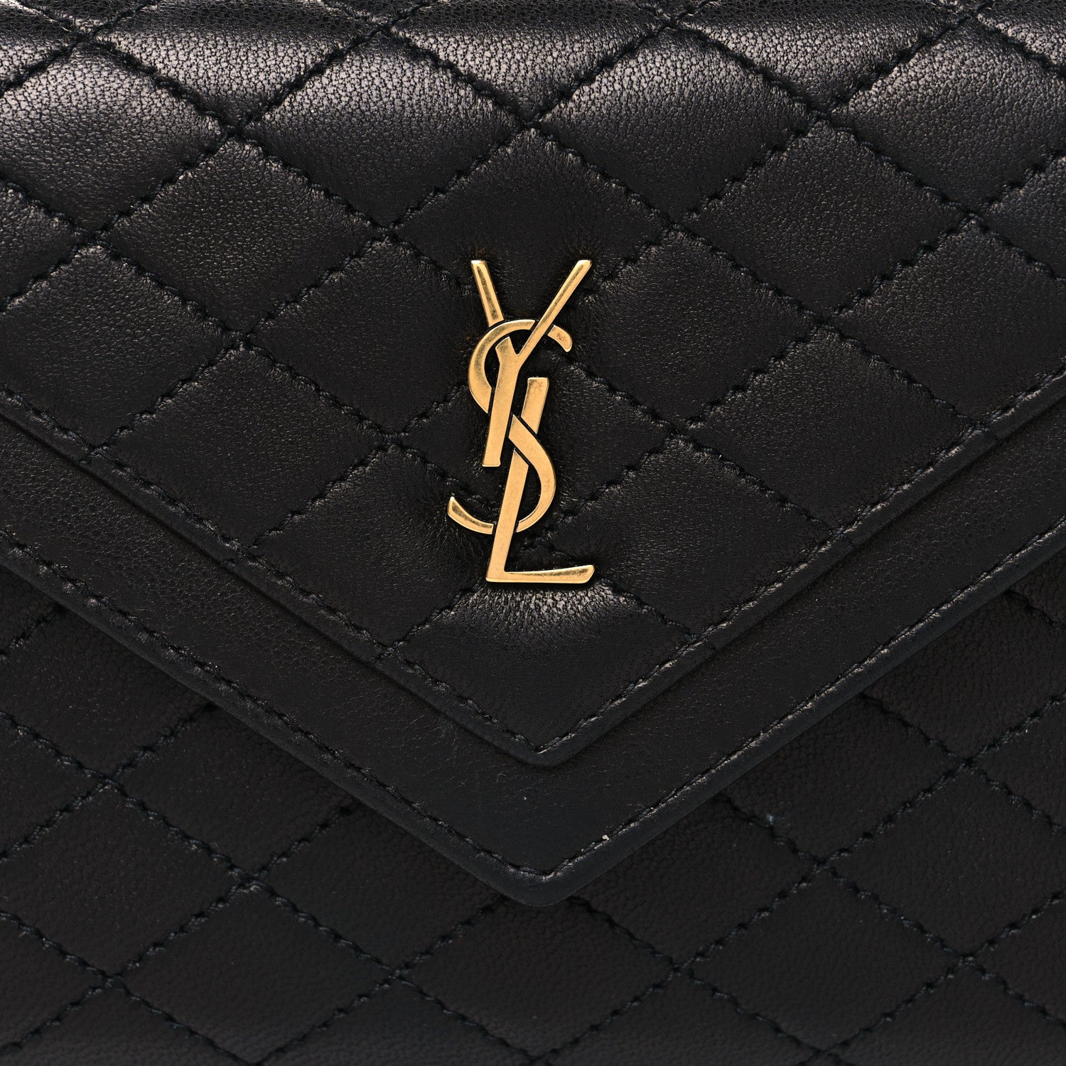 Saint Laurent Lambskin Quilted Monogram Large Gabbie Flap Wallet Black 8 of 11