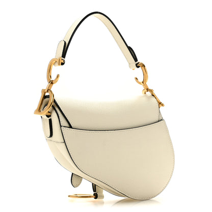 Christian Dior Grained Calfskin Mini Saddle Bag White 3 of 11