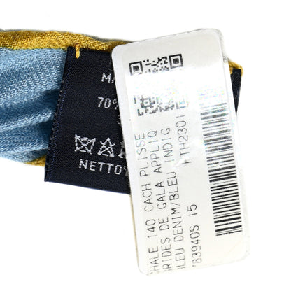 Hermes Silk Plisse Foulard Brides de Gala Scarf 140 Bleu Denim Bleu Indigo 4 of 7