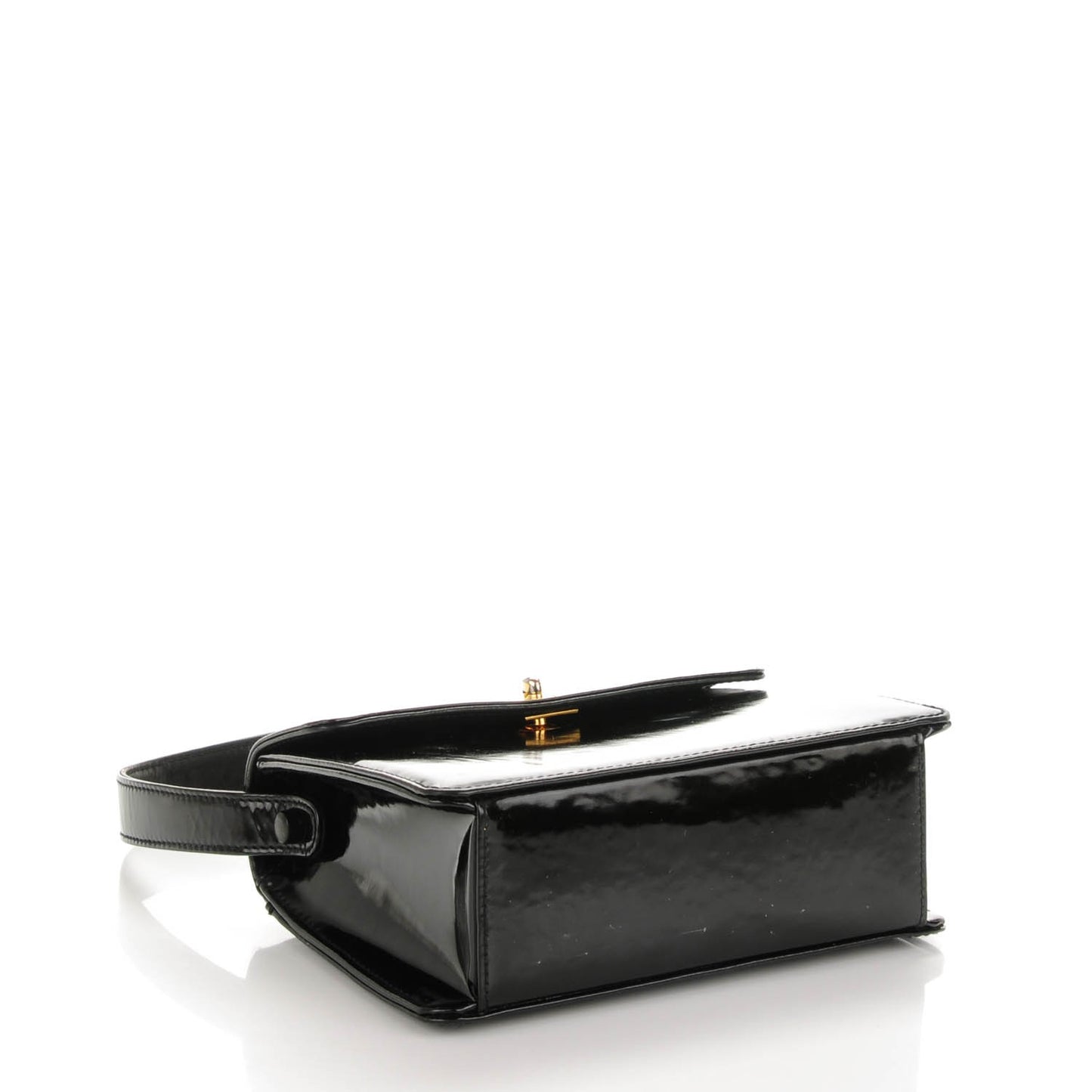 Patent Small Flap Bag Black