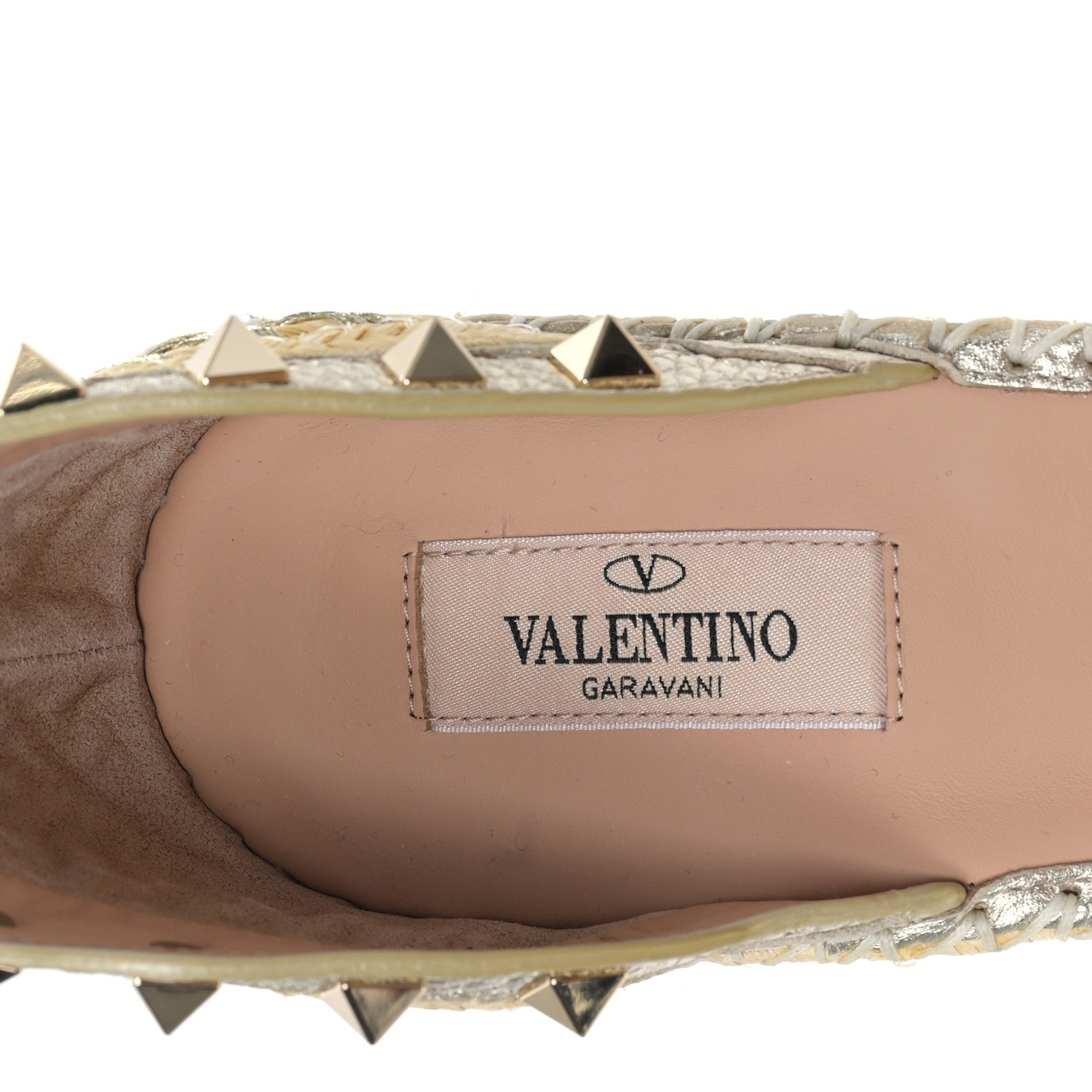 Valentino Garavani Raffia Rockstud Ankle Strap Espadrille 15/105mm Wedge Sandals 41 Naturale Silver 7 of 7