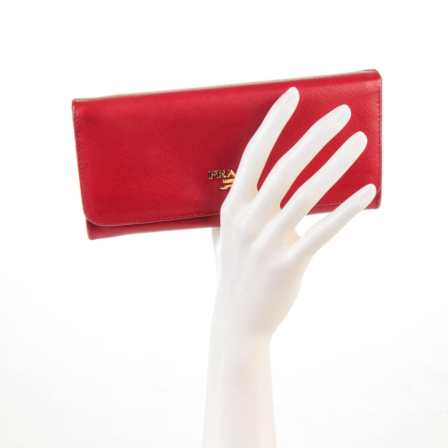 Saffiano Metal Continental Flap Wallet Rubino