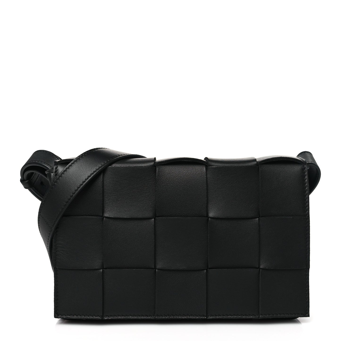 Lambskin Maxi Intrecciato Cassette Crossbody Bag Black
