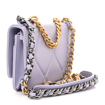 Chanel Lambskin Quilted Chanel 19 Wallet On Chain WOC Light Purple 3 of 12
