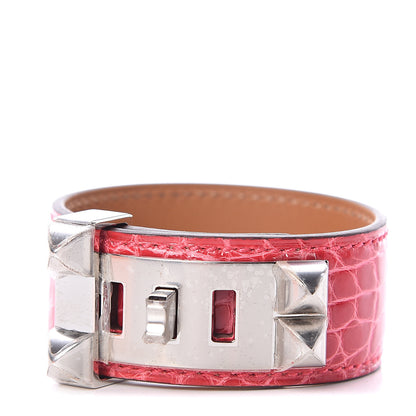Hermes Shiny Alligator Collier de Chien CDC 24 Bracelet T2 Rose Extreme 1 of 3