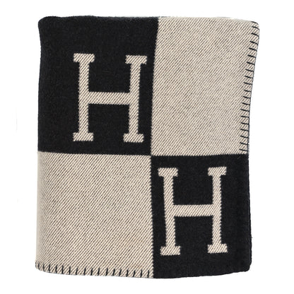 Hermes Wool Cashmere Signature Avalon Blanket Black 1 of 4
