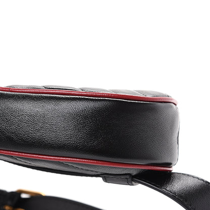 Gucci Azalea Calfskin Matelasse Diagonal Torchon GG Marmont Belt Bag 85 34 Black Romantic Cerise 9 of 11