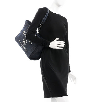 Chanel Canvas Small Deauville Tote Dark Blue 2 of 7