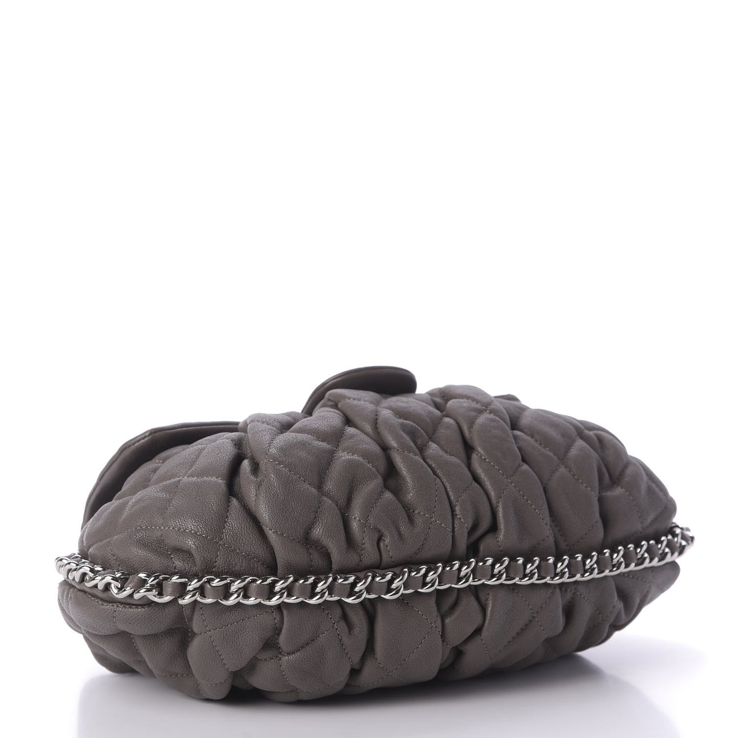 Washed Lambskin Quilted Medium Chain Around Flap Taupe