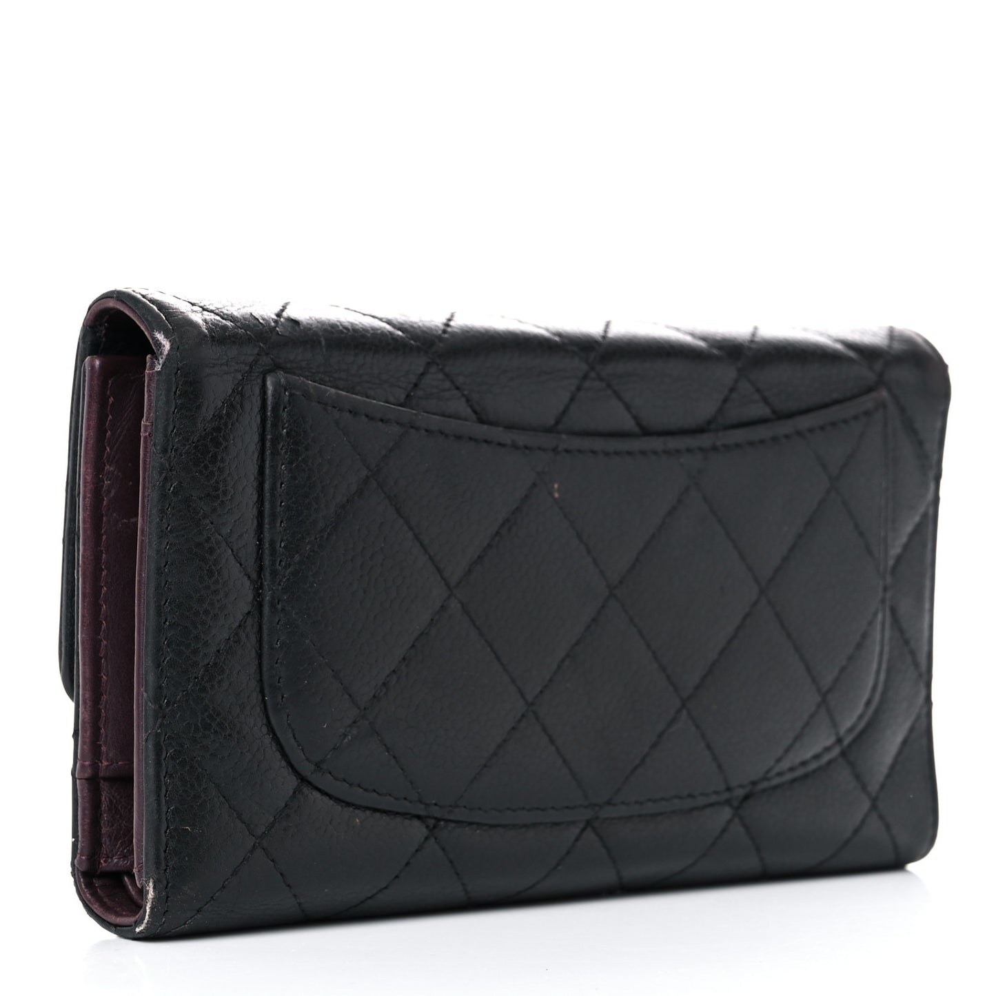 Caviar Quilted Large Flap Wallet Black