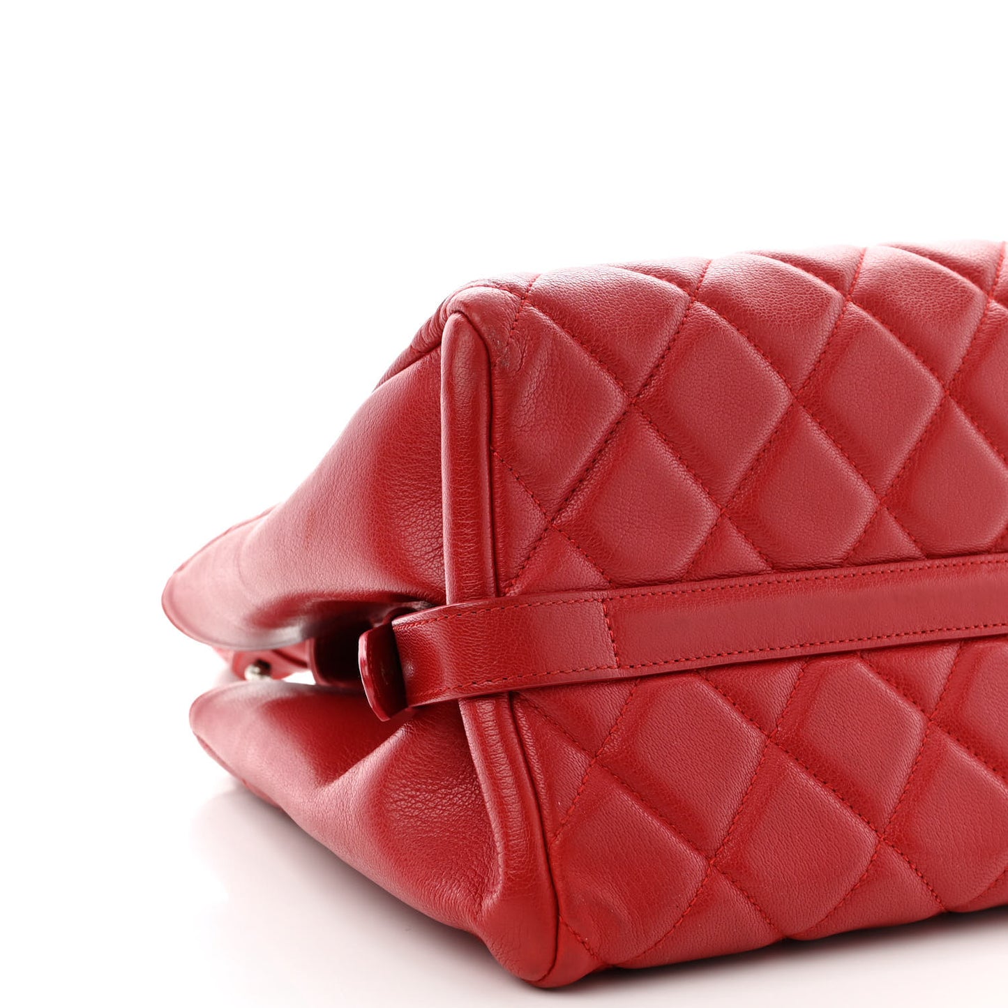 Metallic Goatskin Quilted Large City Rock Shopping Bag Red