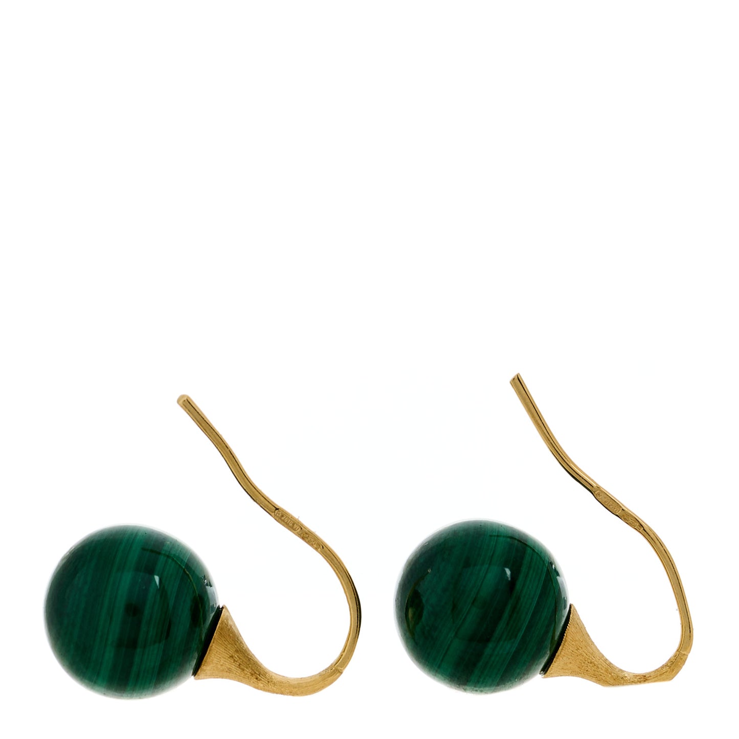 18K Yellow Gold Malachite Africa Boules Drop Earrings