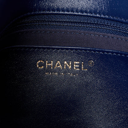 Chanel Lambskin Enamel Quilted Chain Frame Flap Navy 7 of 11