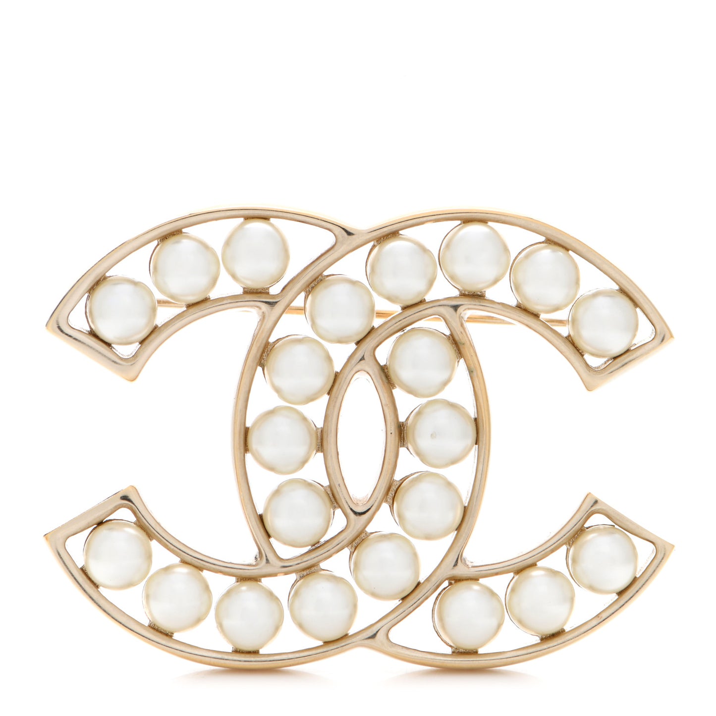 Pearl CC Brooch Light Gold