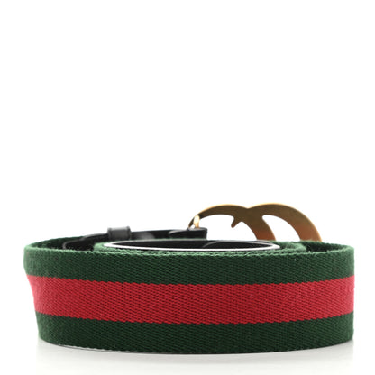 Gucci Nylon Calfskin Double G Web 40mm Belt 85 34 Green Red Black 2 of 7
