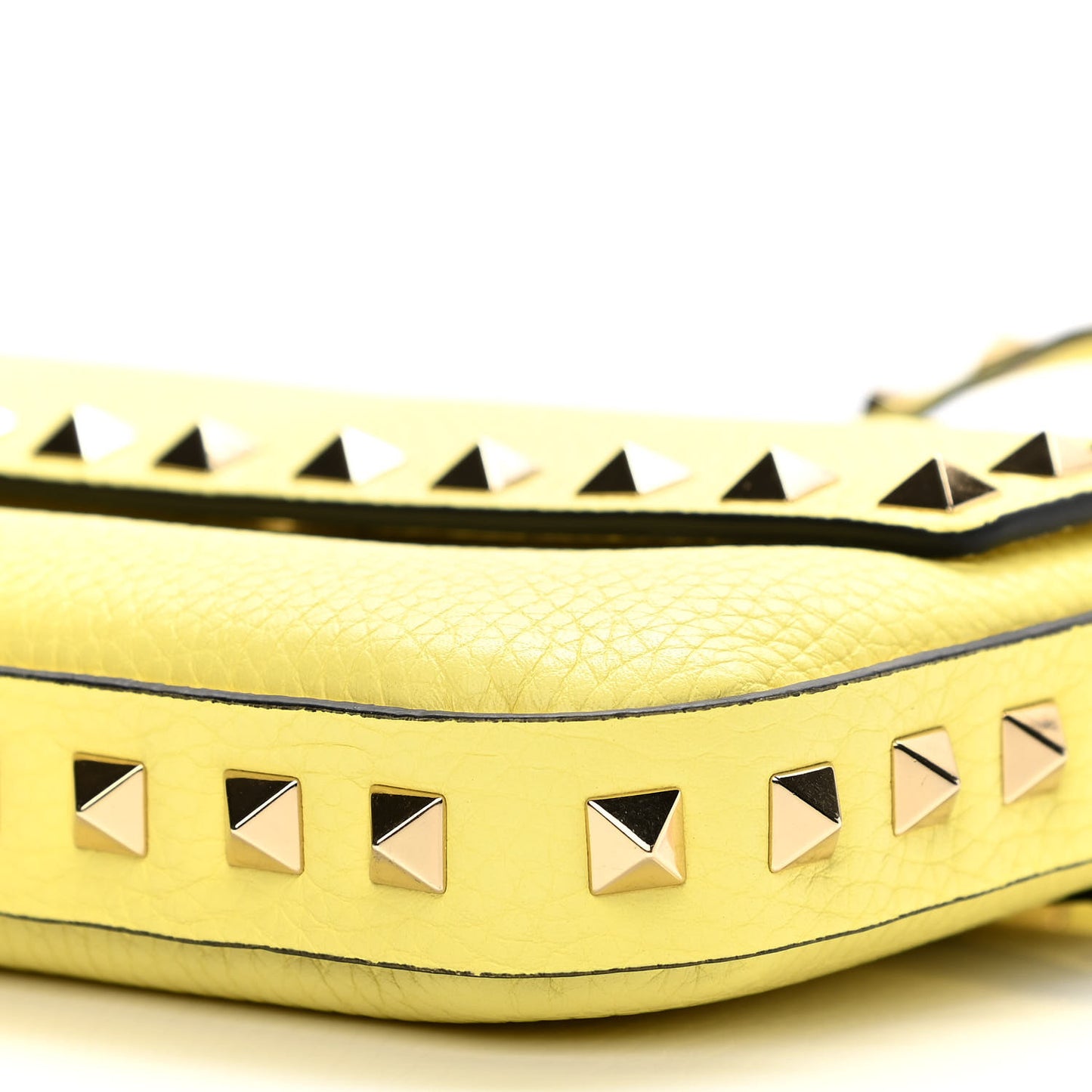 Grainy Calfskin Rockstud Crossbody Pouch Lime Sorbet