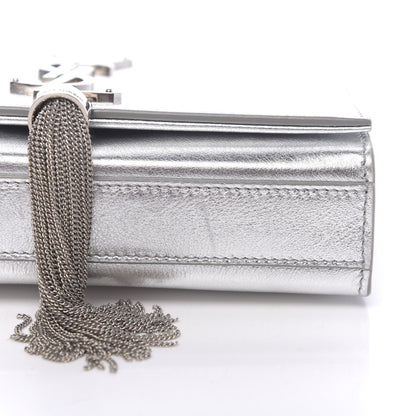 Saint Laurent Metallic Calfskin Small Classic Monogram Kate Tassel Satchel Silver 9 of 11