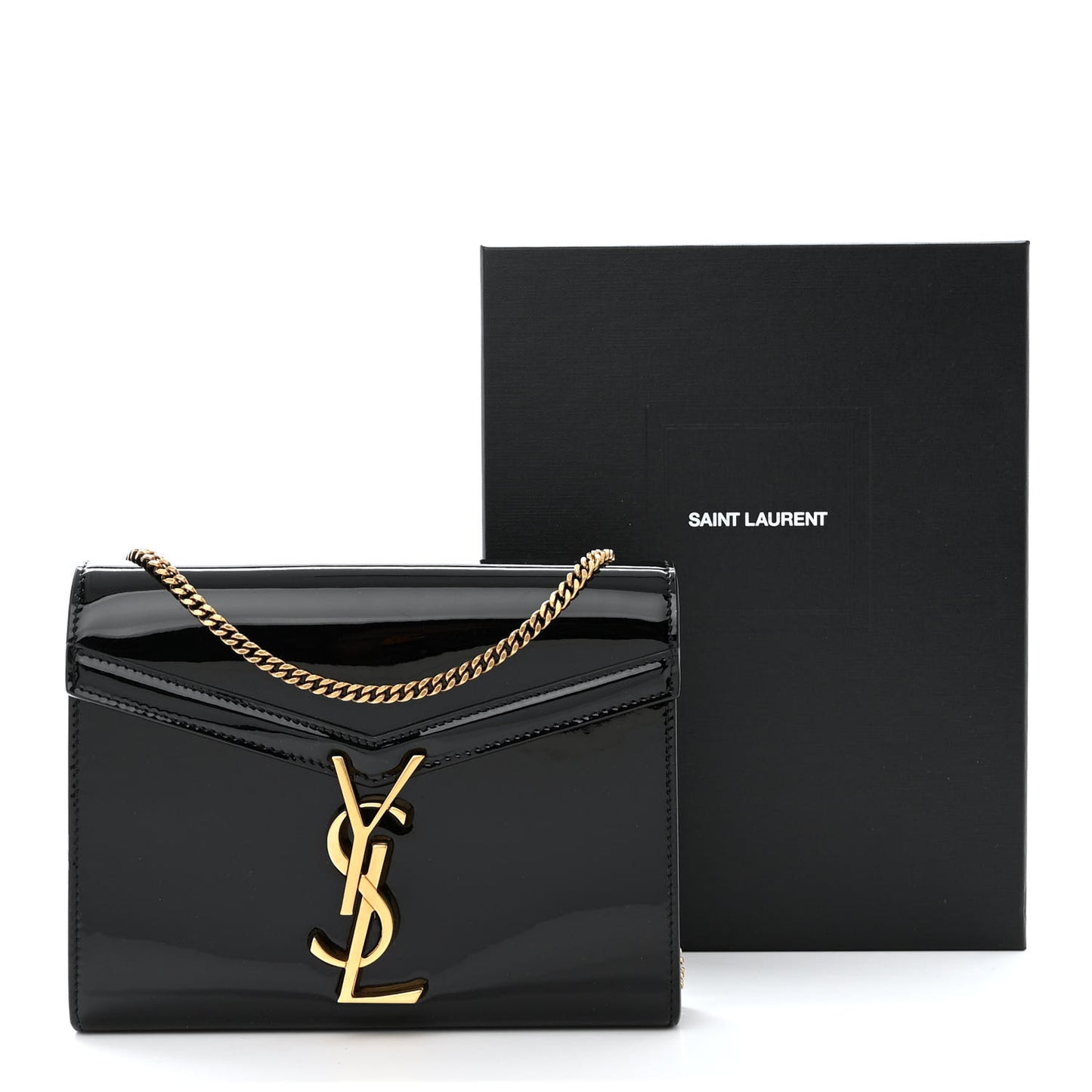 Patent Monogram Cassandra Chain Wallet Black