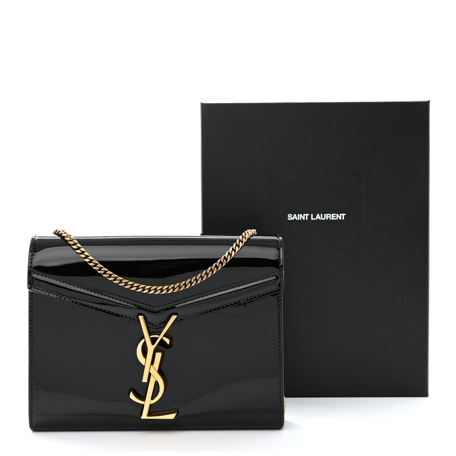 Saint Laurent Patent Monogram Cassandra Chain Wallet Black 10 of 10