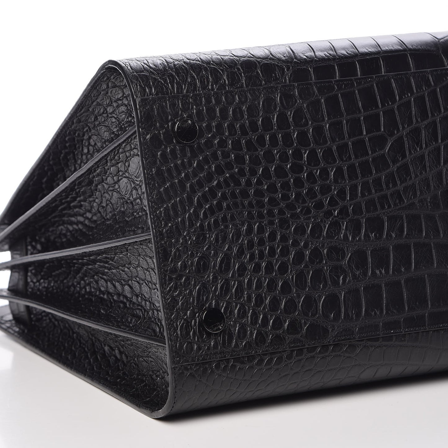Calfskin Crocodile Embossed Large Sac De Jour Carryall Black