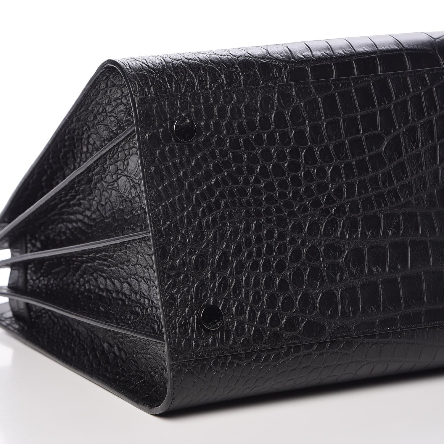 Saint Laurent Calfskin Crocodile Embossed Large Sac De Jour Carryall Black 9 of 10