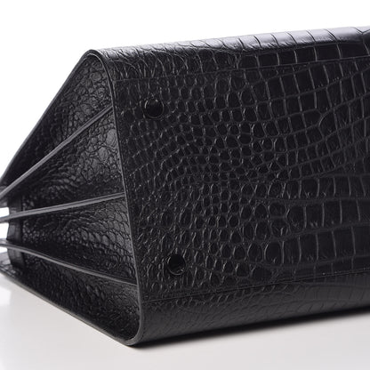 Saint Laurent Calfskin Crocodile Embossed Large Sac De Jour Carryall Black 9 of 10