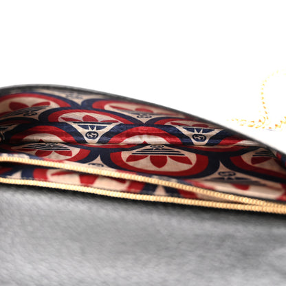 Gucci X ADIDAS Textured Dollar Calfskin Trefoil Embossed Wallet On Chain Off White Black 5 of 17
