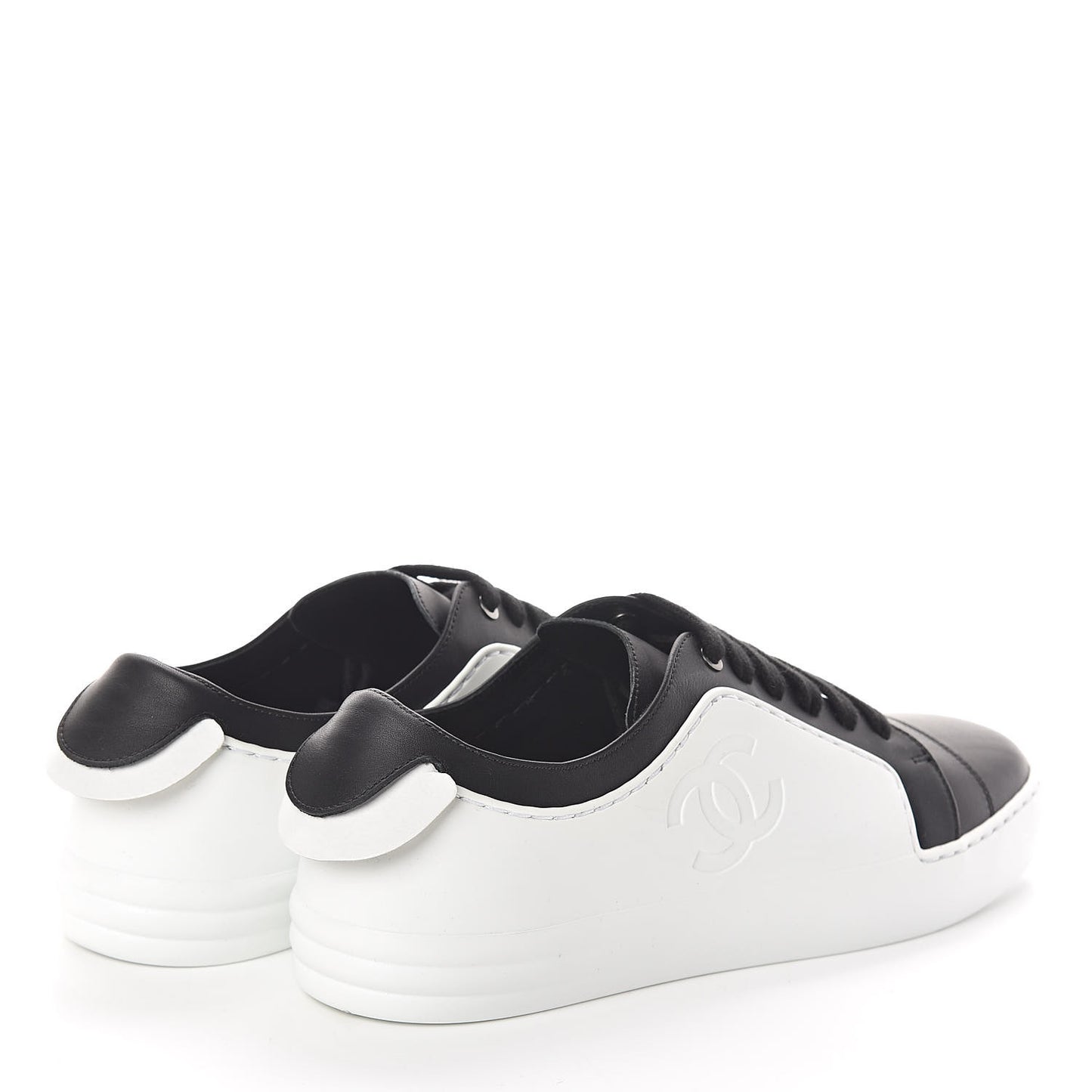 Calfskin CC Sneakers 36.5 Black White