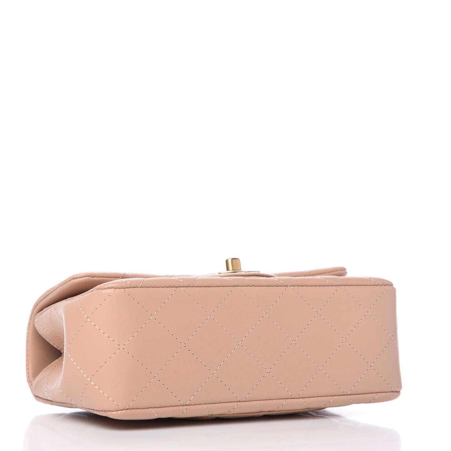 Lambskin Quilted Mini Top Handle Rectangular Flap Beige