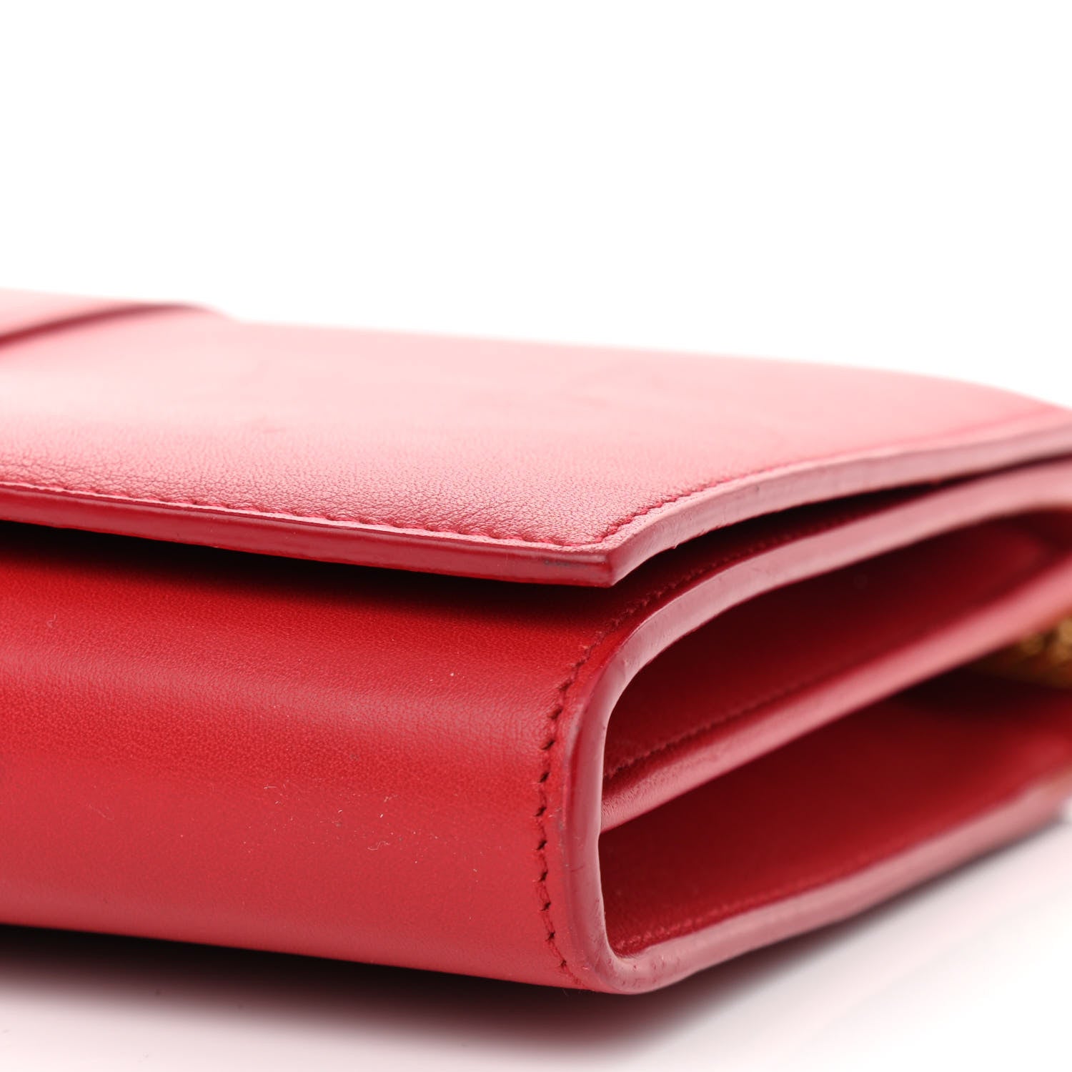 Saint Laurent Calfskin Classic Y Ligne Chain Wallet Vermillion 10 of 13