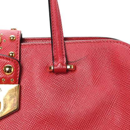 Prada Saffiano Studded Bijou Tote Red 11 of 11