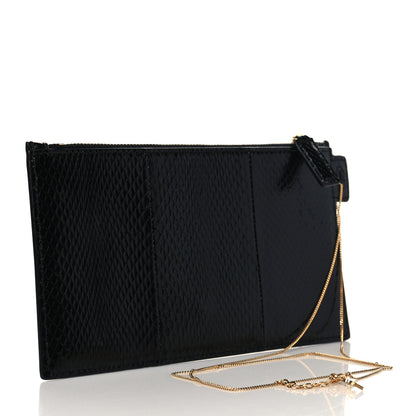 Saint Laurent Snakeskin Pouch With Chain Black 2 of 8