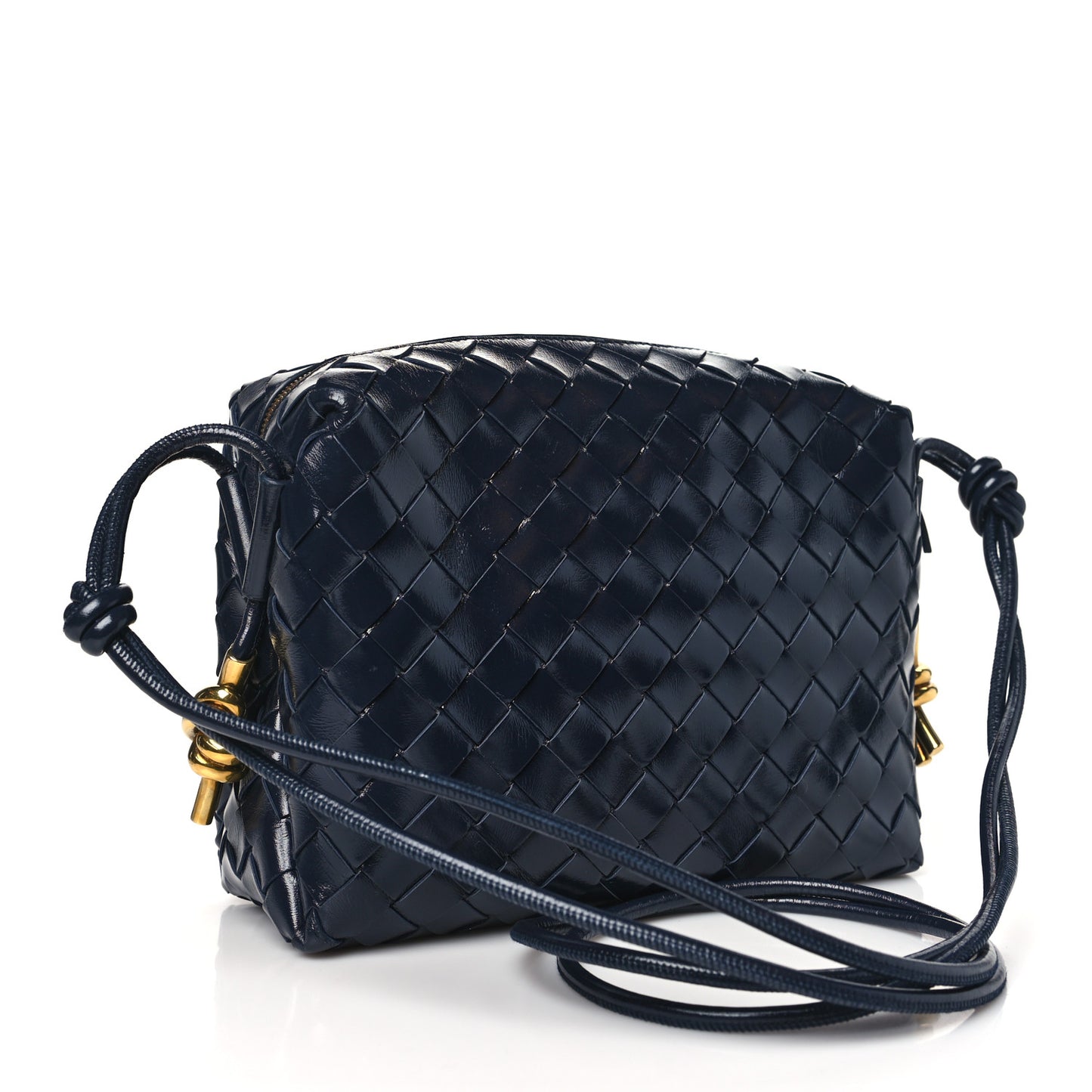 Polished Nappa Intrecciato Knot Small Loop Camera Bag Space