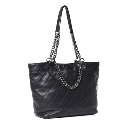 Chanel Calfskin Quilted Large Shopping In Chains Tote Black 3 of 12