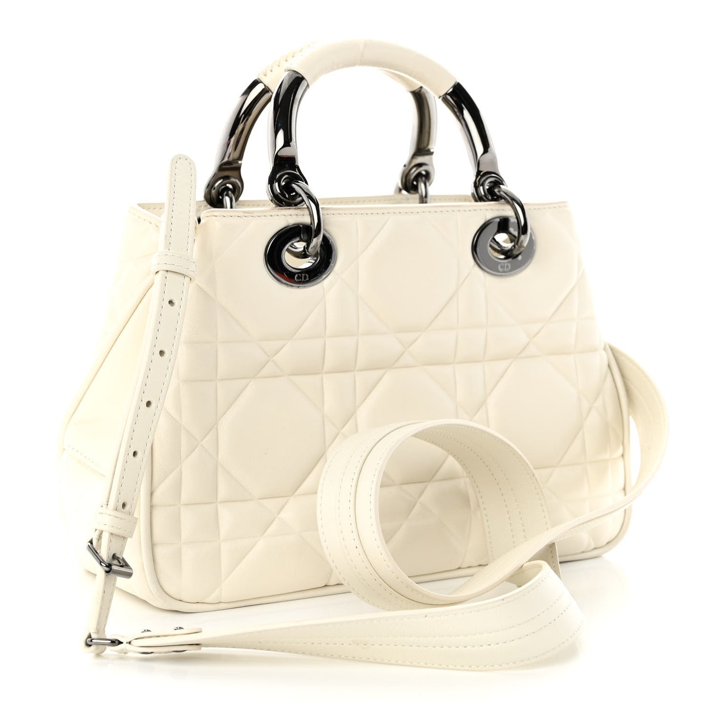 Calfskin Cannage Small The Lady 95.22 Ivory